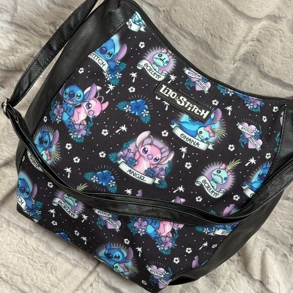 Loungefly Handbags - Disney Loungefly Lilo & Stitch Angel Scrump Tattoo Print Hobo Bag Shoulder Purse